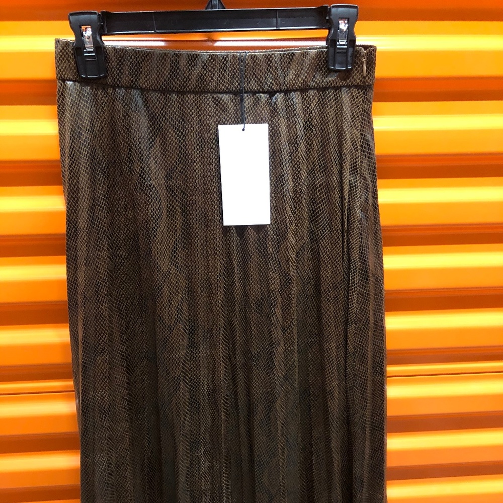 NWT ZARA Animal Print Pleated Midi Skirt, S